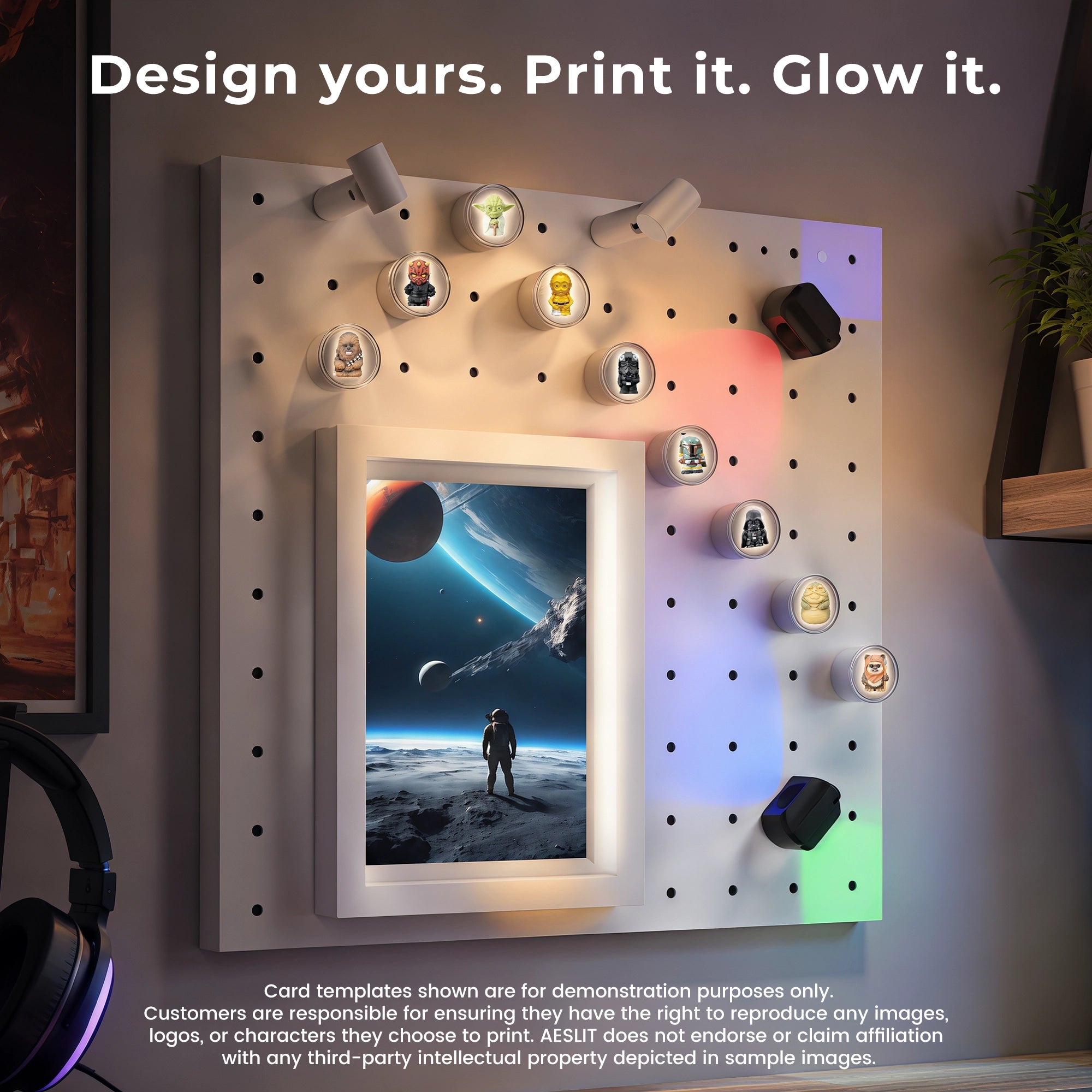 Aeslit Glow Cube – DIY Insert Light Block with Swappable Cards 10-Pack