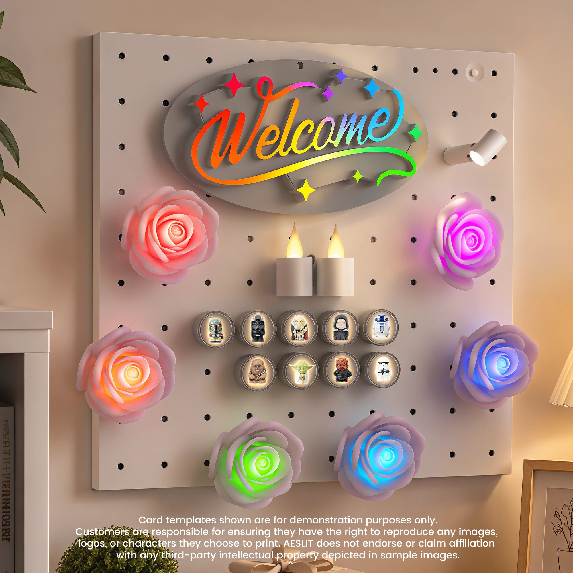 Aeslit Glow Cube – DIY Insert Light Block with Swappable Cards 10-Pack